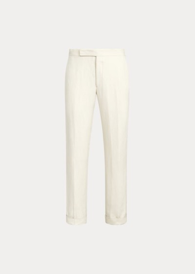 Pantalones De Traje Ralph Lauren Hombre Creme - Gregory Twill - TJWAS4620